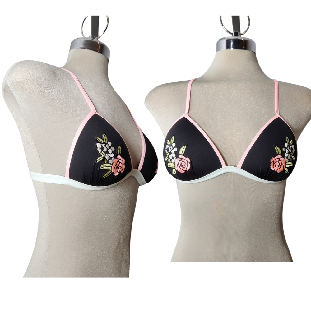 ARDENE swim top size s floral black and pink